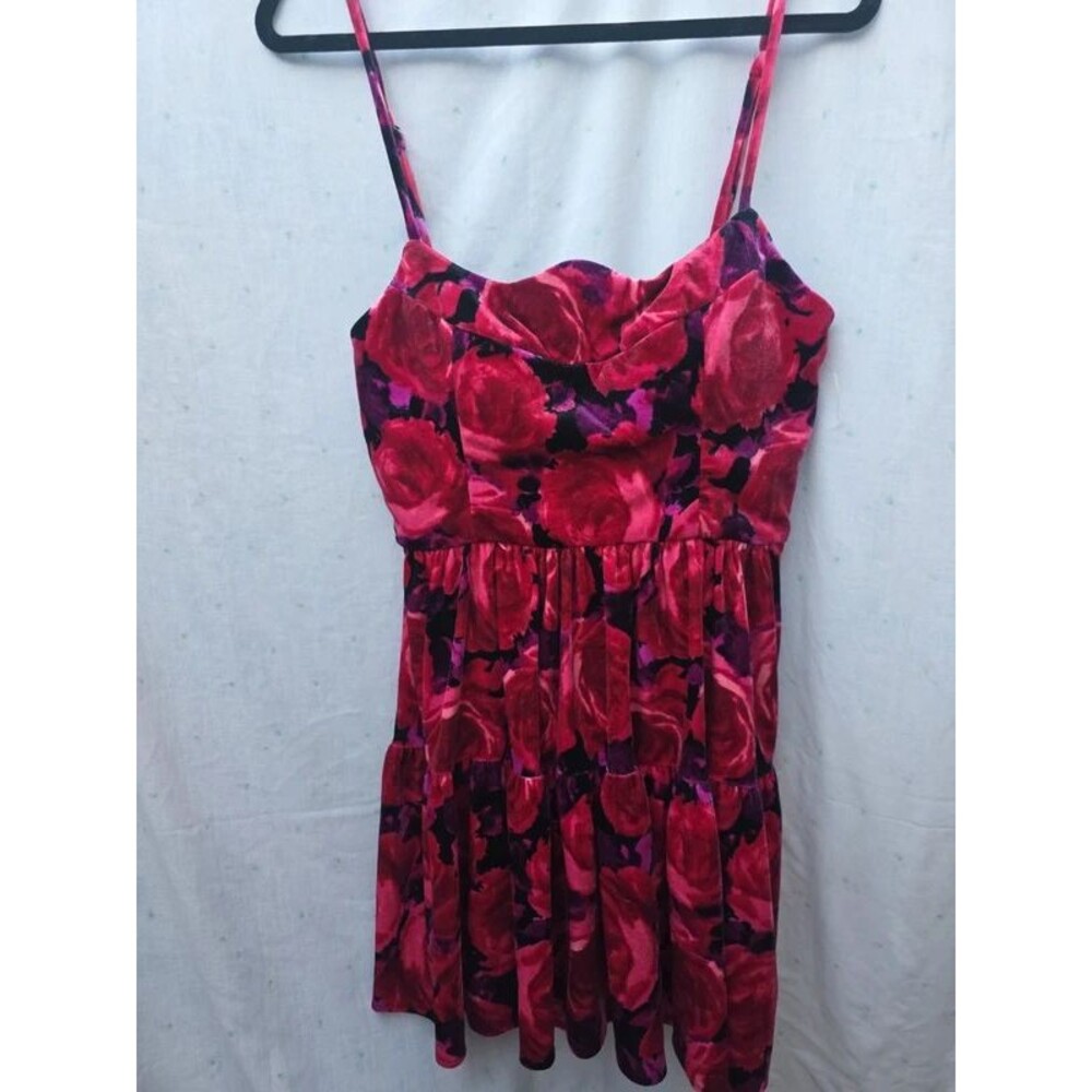 NWT Violet Weekend Velvet Floral Mini Dress Fully Lined Whimsigoth Size 7 8